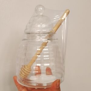 Clear Glass Honey Jar with Dipper